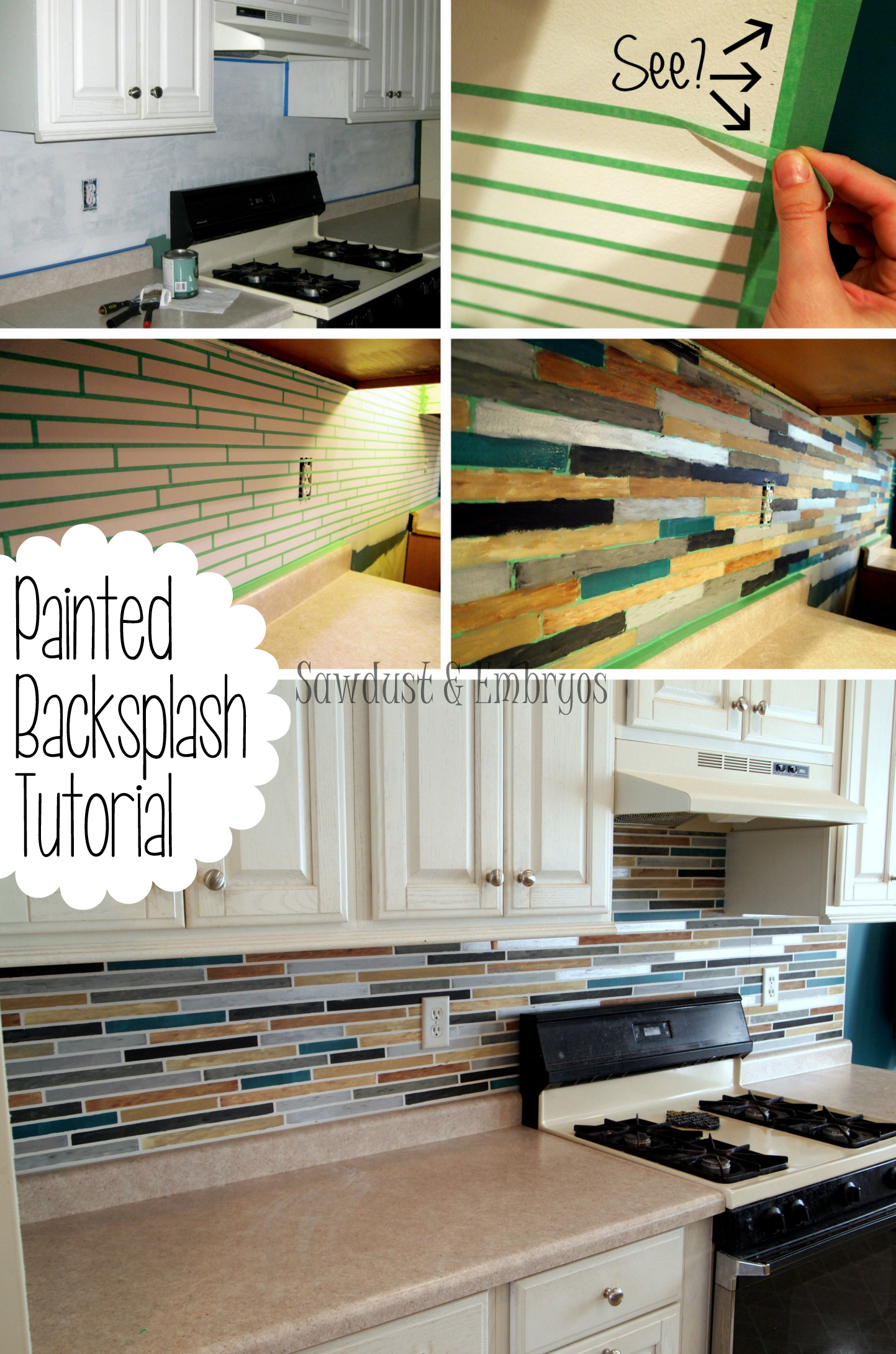 Faux Tile Back Splash With Paint! 