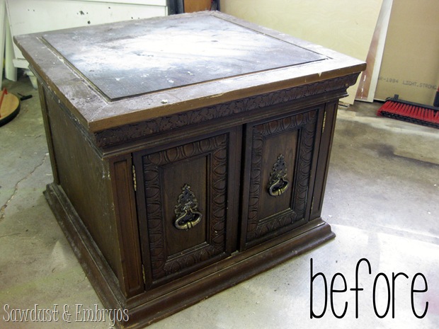 End Table 'before' Picture {Sawdust and Embryos}