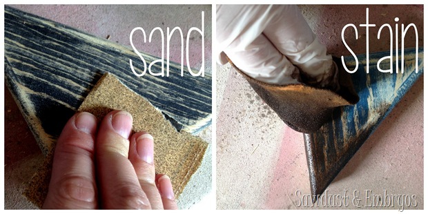 Sand and Stain {End Table Transformation by Sawdust and Embryos}