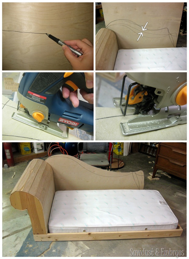 Toddler bed built to look like a fainting couch {Sawdust and Embryos}