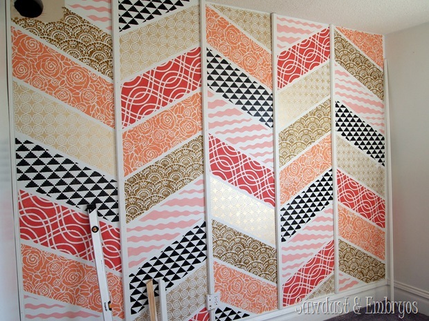 Accent Wall- Herringbone Patchwork Stenciled! {Sawdust and Embryos}