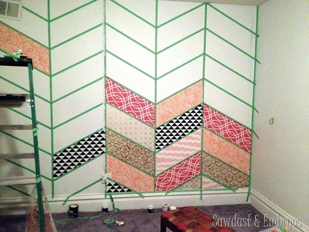 Creating a Patchwork Stenciled Accent Wall {Sawdust and Embryos}