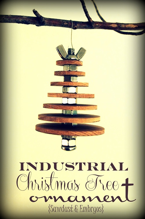 DIY Industrial Christmas Tree Ornament... using basic hardware and wooden discs {Sawdust and Embryos}