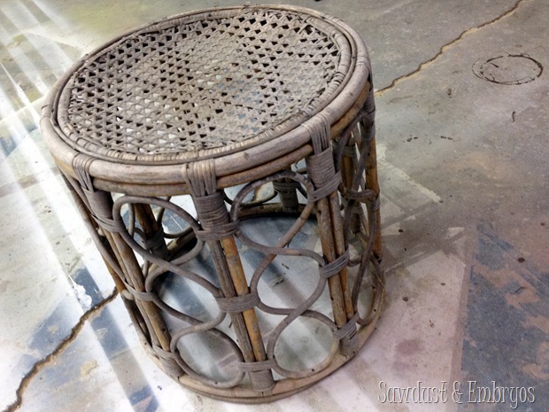 Bamboo End Table turned into gorgeous Chandelier Pendant lights! {Sawdust and Embryos}