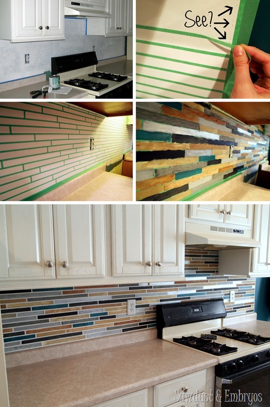 PAINT your backsplash to look like custom tile! {Sawdust and Embryos}