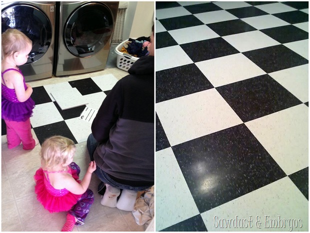 CVT Commercial Vinyl Tile in Laundry Room {Sawdust and Embryos}