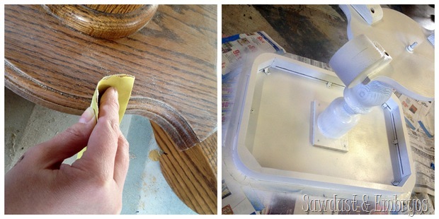 Sanding and priming furniture to prepare it for paint {Sawdust and Embryos}