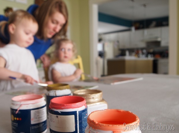 Toddler Artwork- using vinyl as a stencil on canvas {Sawdust and Embryos}