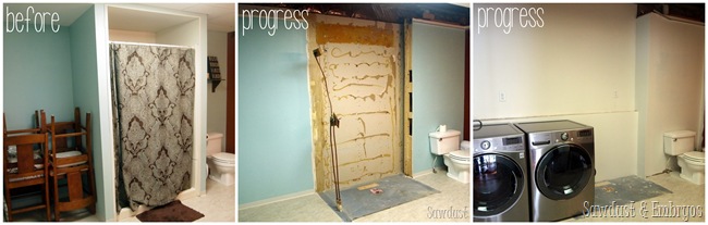 Transforming a large bathroom into a dreamy laundry room PROGRESS! {Sawdust and Embryos} (2)