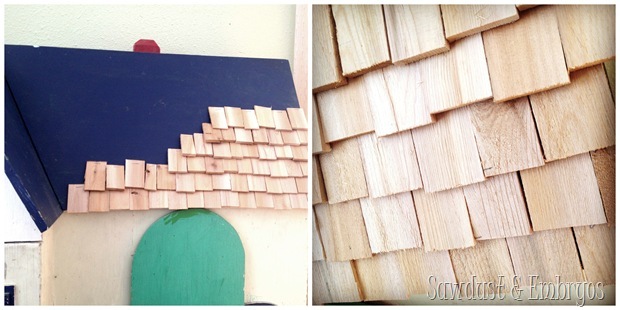 dollhouse wood-shim roof {Sawdust and Embryos}