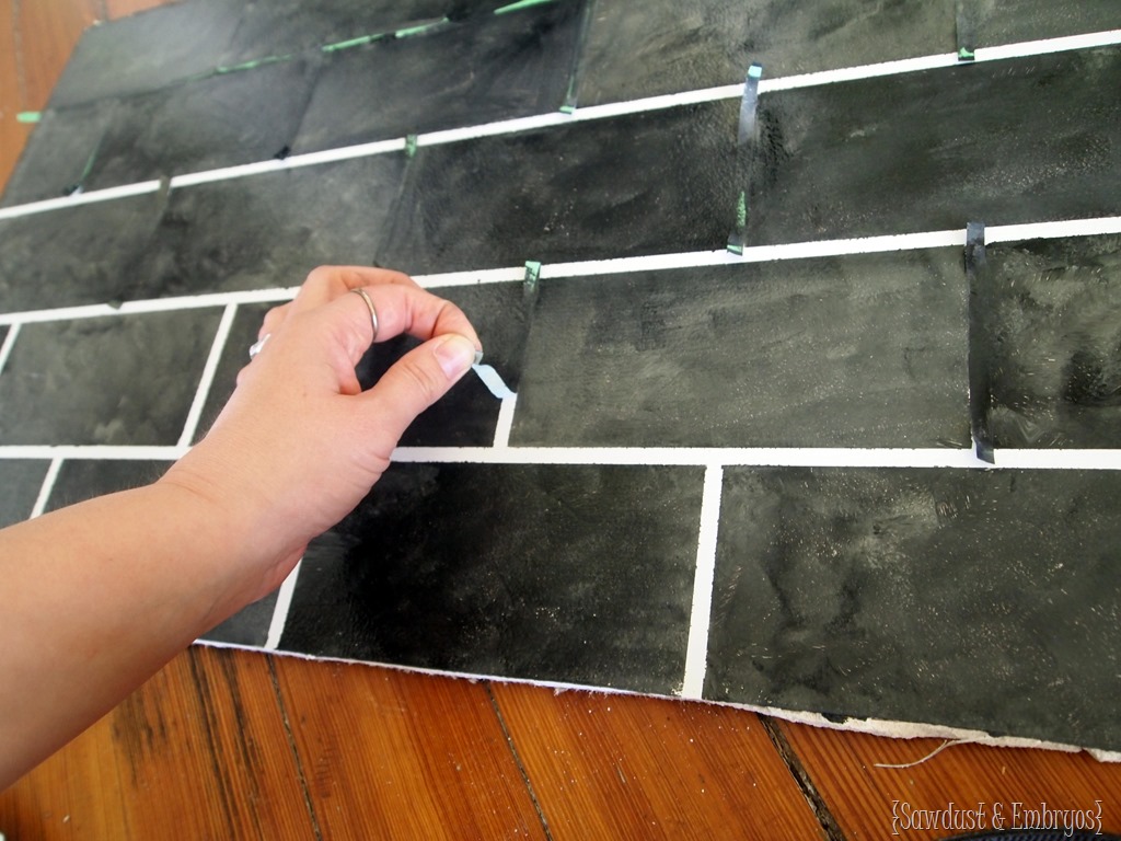 paint faux subway tile backsplash