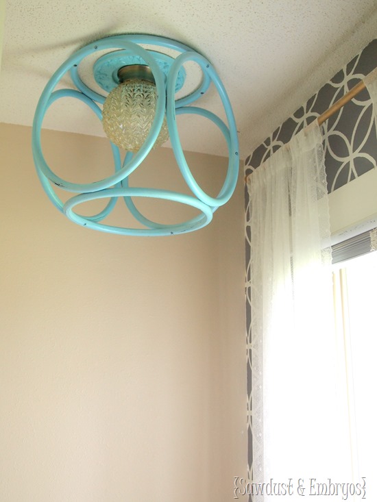 Modern Geometric Chandelier using an old bamboo end table! {Sawdust and Embryos}