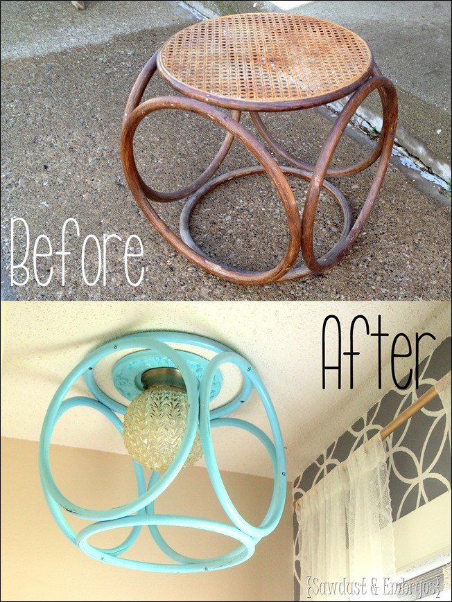 Turn and old end table into a fabulous modern light fixture! {Sawdust and Embryos}