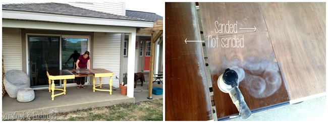 Refinishing a dining table and shading with stain {Sawdust and Embryos}