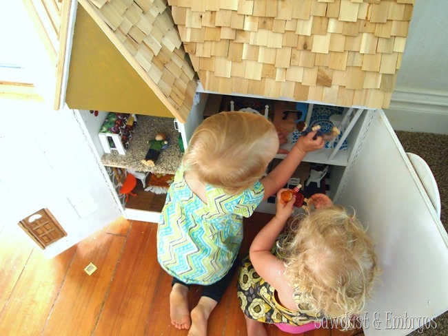 The girls and their DIY Dollhouse {Sawdust and Embryos}.JPG