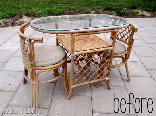 Bamboo Patio Set Transformation BEFORE pic {Sawdust and Embryos}