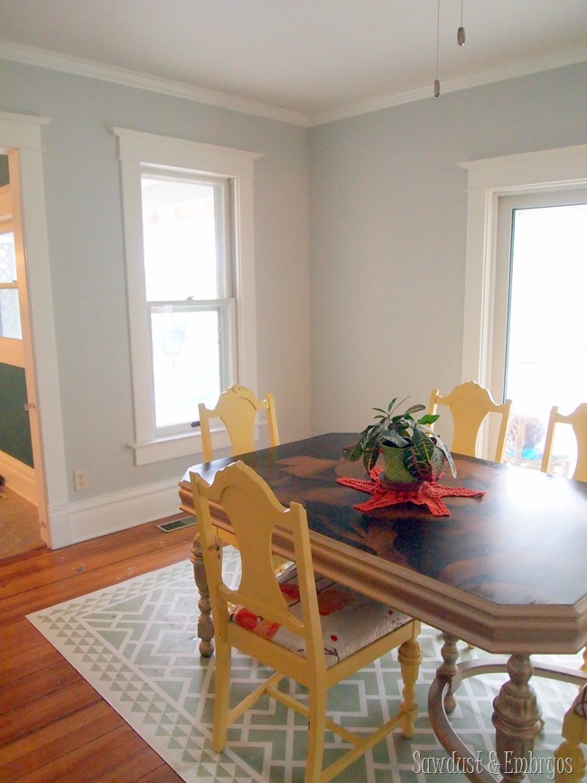 Dining room with new wall color and added trim {Sawdust and Embryos}