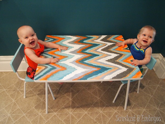 Paisley and Adelyn's Chevron Table {Sawdust and Embryos}