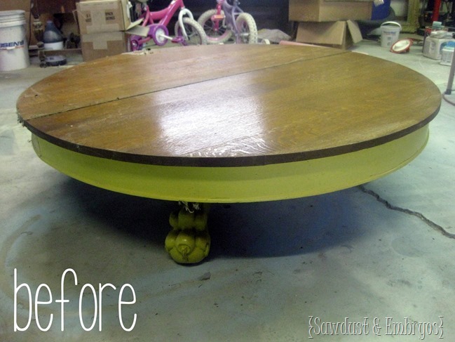 Antique claw table- before