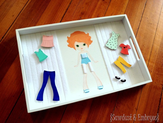 DIY Paper Doll Tray with customizable wooden clothing! {Sawdust and Embryos}