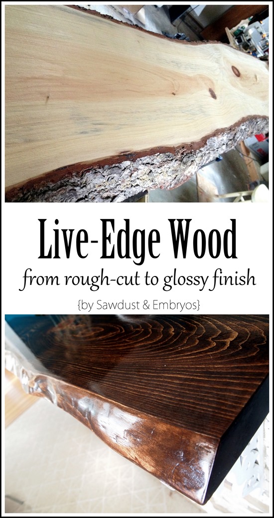 Learn all the steps for taking rough-cut live edge wood to sleek and glossy! 