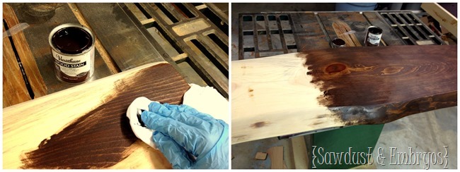 Staining my live edge countertop.