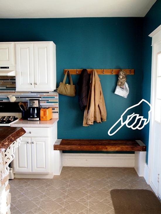 Built-in Bench for kitchen mudroom area {Sawdust and Embryos}