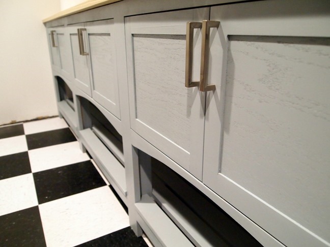 Shaker-style bathroom vanity, hand-built by Sawdust and Embryos