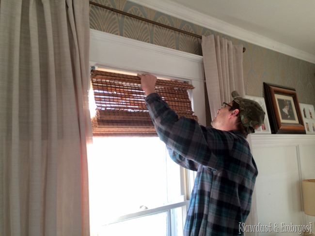 Customizing woven bamboo shades to perfectly fit your windows! 