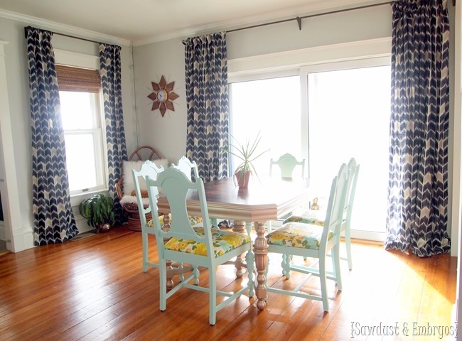 Dining room with new DIY curtains! {Sawdust and Embryos}