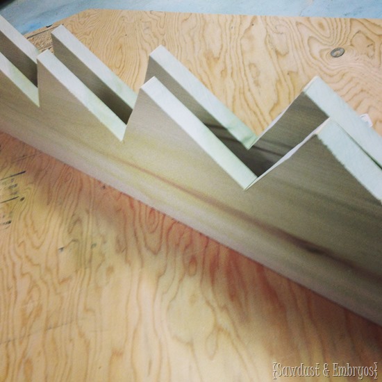 Matching zigzag boards for building mudroom cubbies.