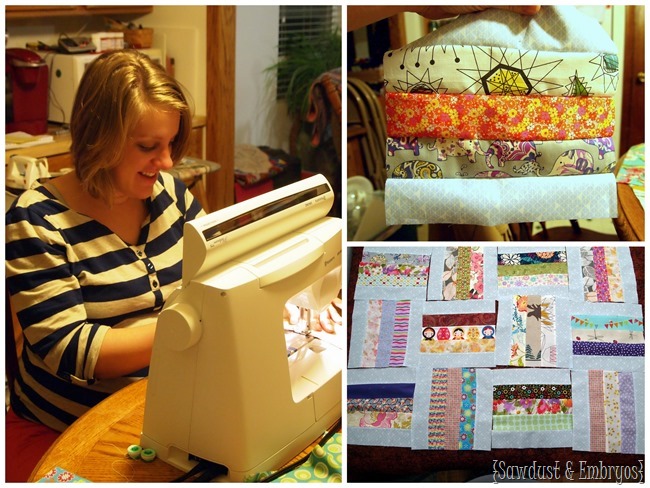 Make a baby quilt with lots of meaningful and sentimental scraps of fabric {Sawdust and Embryos}