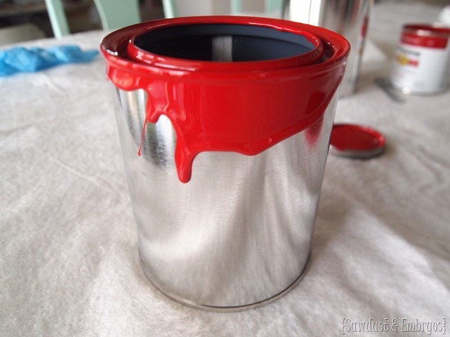 How to make drippy paint cans for flower pots! {Sawdust and Embryos}