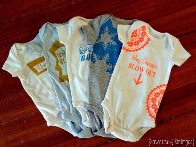 Custom Onesies ... BIG SUMMER BLOWOUT! {Sawdust and Embryos}