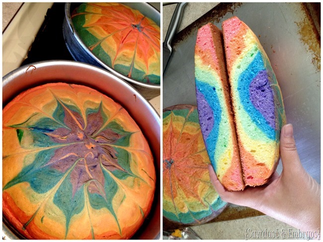 Starburst Tye Dye Rainbow Cake {Sawdust and Embryos}