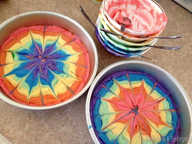 Tye Dye Rainbow Starburst Cake {Sawdust and Embryos}