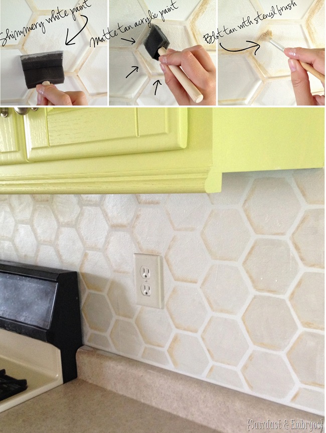 How to PAINT a backsplash to look like actual porcelain hexagon tile! 