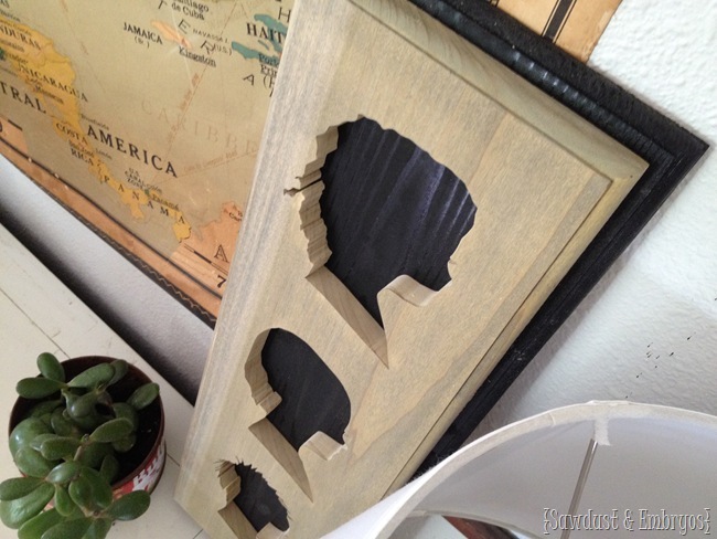 Kids' silhouettes cute out of wood using a scroll saw! Step by Step tutorial {Sawdust and Embryos}