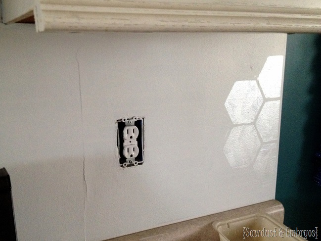 Using a stencil for the backsplash! 