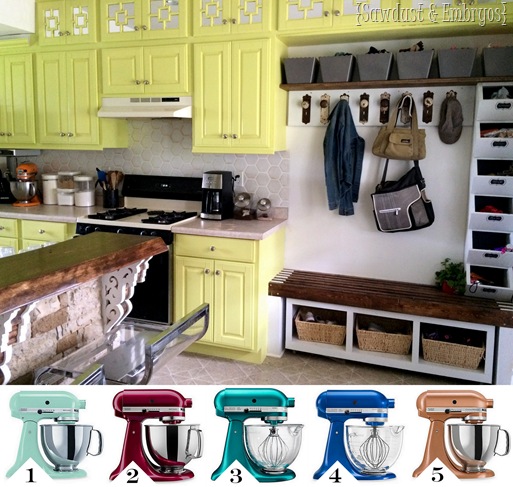 Which Kitchen Aid mixer should I choose to go with my chartreuse cabinets 