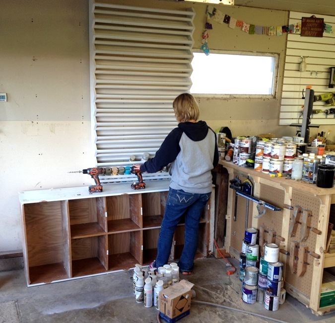 DIY garage paint storage