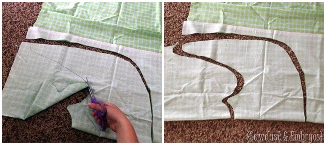 Cutting out the pattern is the beginning of making this adorable dress for girls.