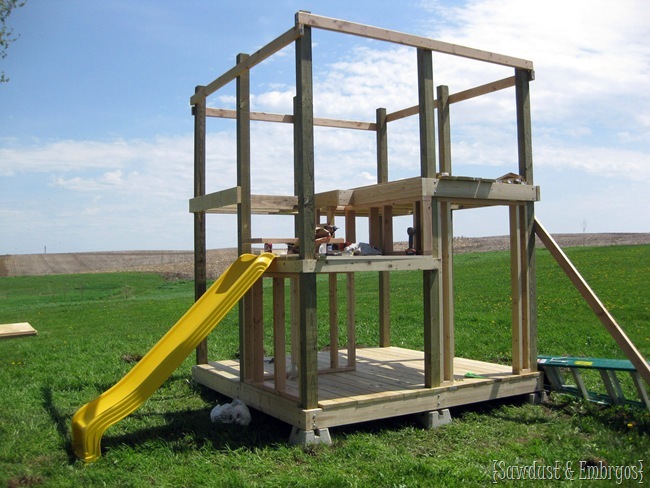 swing set with play house