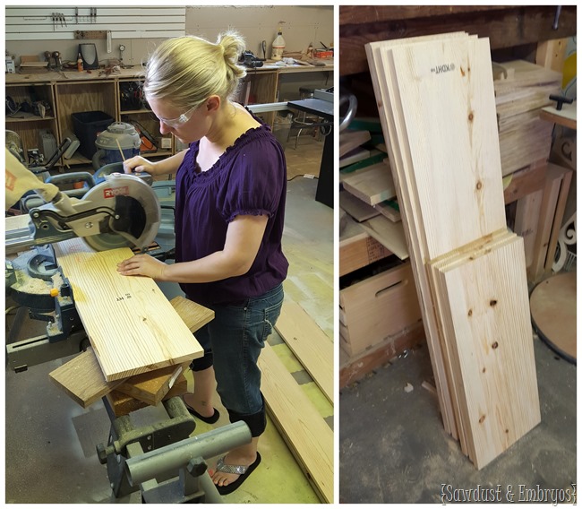 Cutting boards for the base of the ottoman 