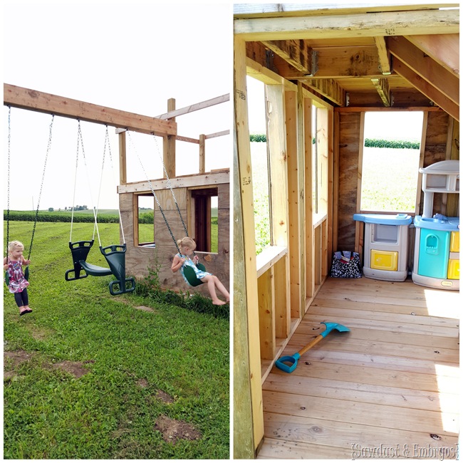 Playhouse with sqwings and fort on top! {Sawdust and Embryos}