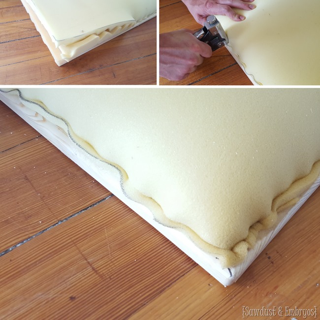 Upholstering a leather ottoman