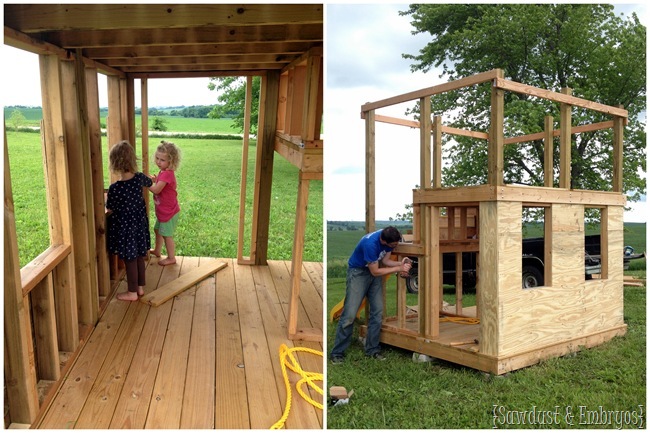 Swing set and store playhouse