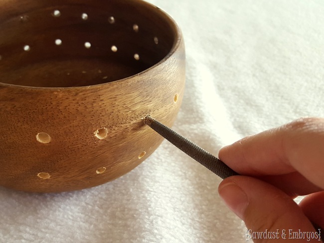 Challenged to 'alter' a wooden bowl to make it AWESOME! {Sawdust and Embryos}