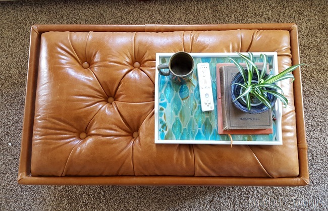 Leather upholstered storage ottoman... with tips for diamond tufting! {Sawdust and Embryos}