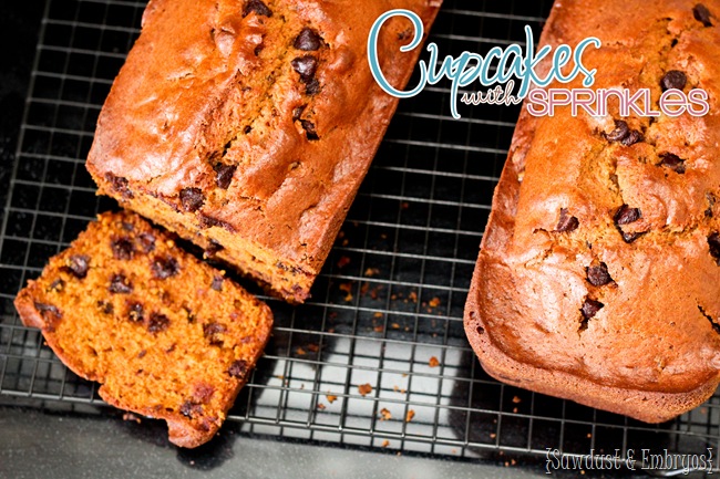 Pumpkin Chocolate Chip Bread {Cupcakes with Sprinkles}